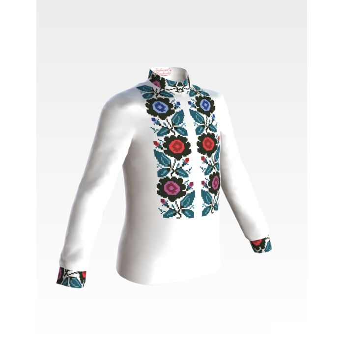 СД030дБ34нн Сорочка дитяча (для хлопчика), домоткане полотно, біле, 4-7 років. Барвиста вишиванка. Заготовка для вишивки бісером