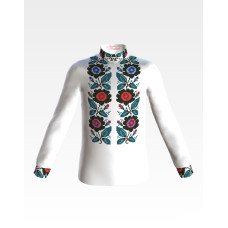 СД030дБ40нн Сорочка дитяча (для хлопчика), домоткане полотно, біле, 8-12 років. Барвиста вишиванка. Заготовка для вишивки бісером