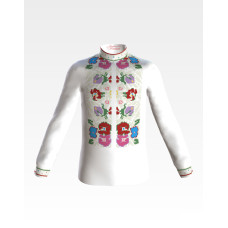 СД034дБ28нн Сорочка дитяча (для хлопчика), домоткане полотно, біле, 1-3 роки. Барвиста вишиванка. Заготовка для вишивки бісером