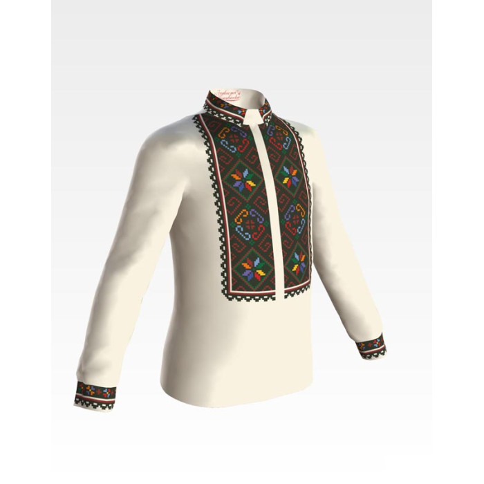 СД080шМ40нн Барвиста вишиванка Заготовка для вишивки - Сорочка для хлопчика 8-12 років, шовк, бежевий