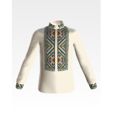 СД084шМ28нн Барвиста вишиванка Заготовка для вишивки - Сорочка для хлопчика 1-3 роки, шовк, бежевий