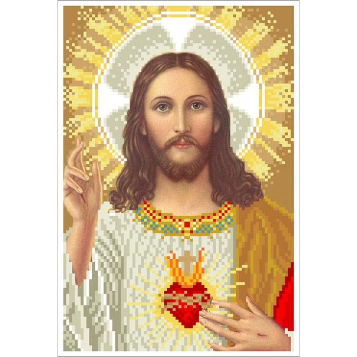 80 СІ-02-м-схема Серце Ісуса (маленька). БС Солес. Схема на тканині для вишивання бісером