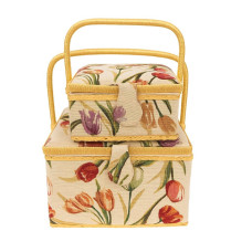 Набір кошиків для рукоділля, 2 шт, принт тюльпани Набір кошиків для рукоділля, 2 шт, принт тюльпани