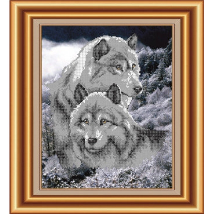 СКВ-002(2) Вовки на снігу. Княгиня Ольга. Схема на тканині для вишивання бісером