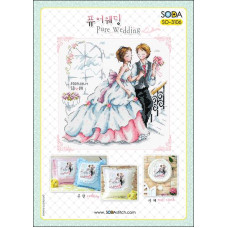 SO-3106L SODA Stitch Набір для вишивки рахунковим хрестиком - Справжнє весілля Pure Wedding 16,5x16,5 см, Linen 32
