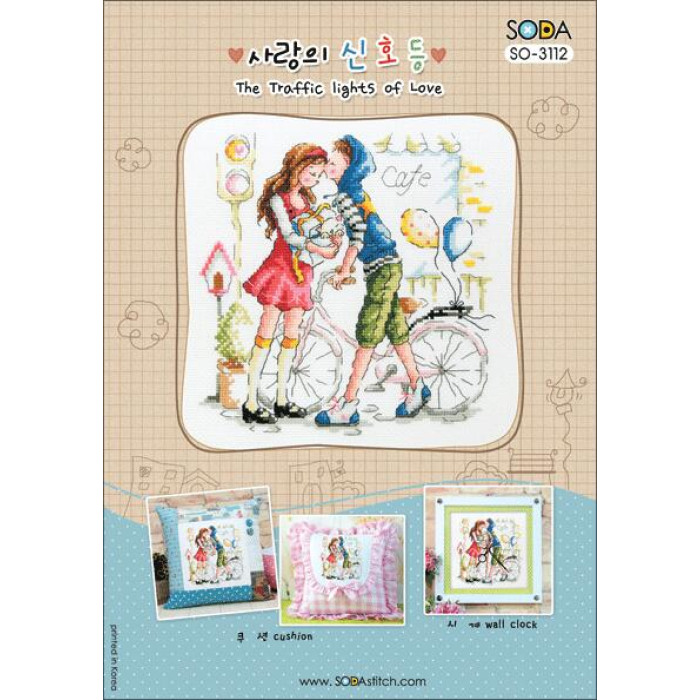 SO-3112 SODA Stitch Схема для вишивки рахунковим хрестиком - Світлофор кохання The Traffic Lights of Love, папір