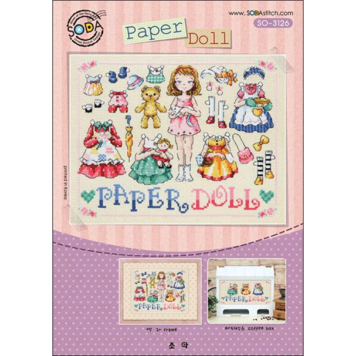 SO-3126 SODA Stitch Схема для вишивки рахунковим хрестиком - Паперова лялька Paper Doll, папір