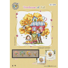 SO-3236 SODA Stitch Схема для вишивки рахунковим хрестиком - Осінній будиночок на дереві Treehouse of Fall, папір
