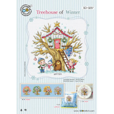 SO-3237 SODA Stitch Схема для вишивки рахунковим хрестиком - Зимовий будиночок на дереві Treehouse of Winter, папір
