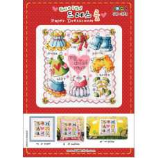 SO-373L SODA Stitch Набір для вишивки рахунковим хрестиком - Паперова гардеробна Paper Dressroom 16,5x16,5 см, Linen 32