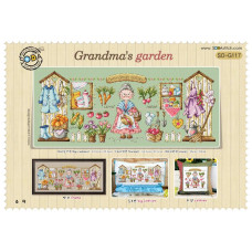 SO-G117L SODA Stitch Набір для вишивки рахунковим хрестиком - Бабусиний сад Grandma's garden 46x19 см, Linen 32