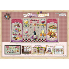 SO-G120 SODA Stitch Схема для вишивки рахунковим хрестиком - Вино та десерт Wine and Dessert, папір