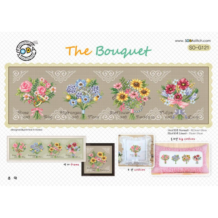 SO-G121 SODA Stitch Схема для вишивки рахунковим хрестиком - Букет The Bouquet, папір