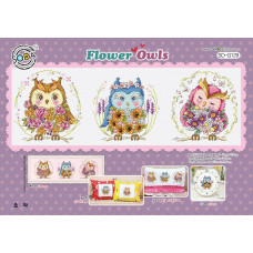 SO-G129 SODA Stitch Схема для вишивки рахунковим хрестиком - Квіткові сови Flower Owls, папір