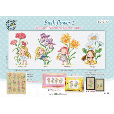 SO-G143 SODA Stitch Схема для вишивки рахунковим хрестиком - Народження квітки Birth flower 1, папір