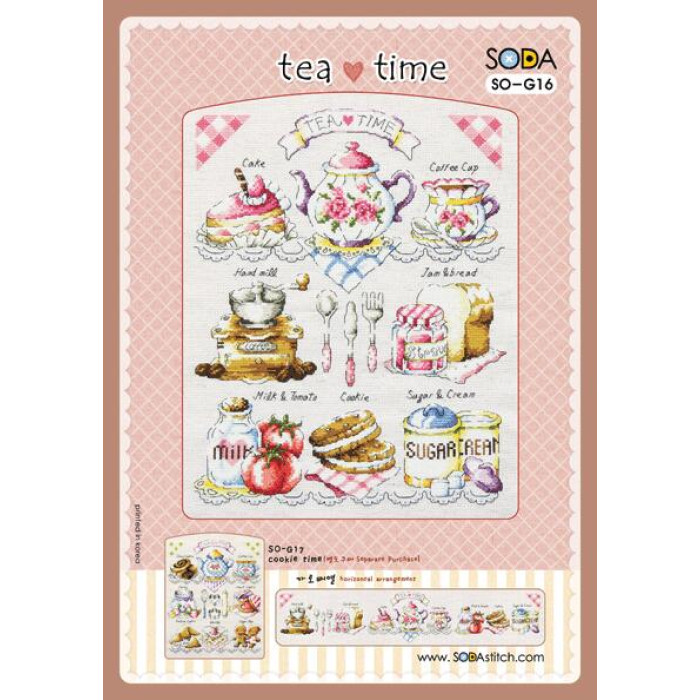 SO-G16 SODA Stitch Схема для вишивки рахунковим хрестиком - Час чаю Tea Time, папір