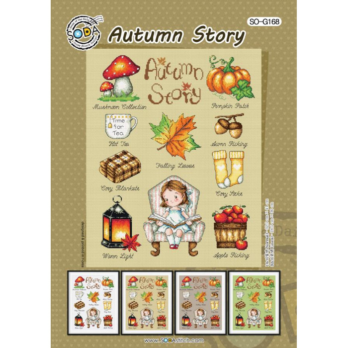 SO-G168 SODA Stitch Схема для вишивки рахунковим хрестиком - Осіння історія Autumn Story, папір