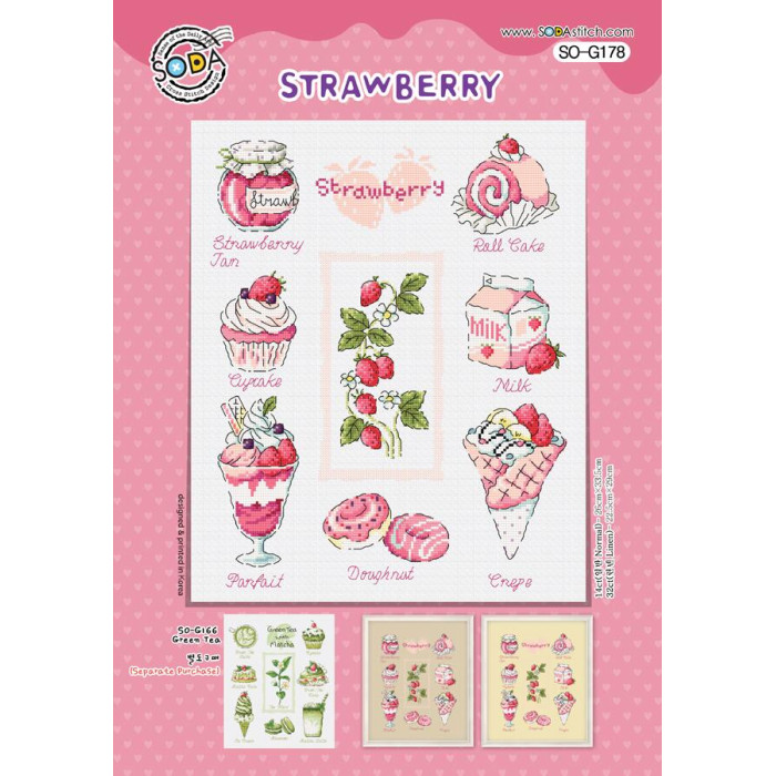 SO-G178 SODA Stitch Схема для вишивки рахунковим хрестиком - Полуниця Strawberry, папір