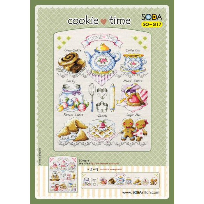 SO-G17L SODA Stitch Набір для вишивки рахунковим хрестиком - Час печива Cookie Time 24,5x31 см, Linen 32