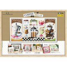 SO-G26L SODA Stitch Набір для вишивки рахунковим хрестиком - Перерва на каву COFFEE BREAK 32x16 см, Linen 32
