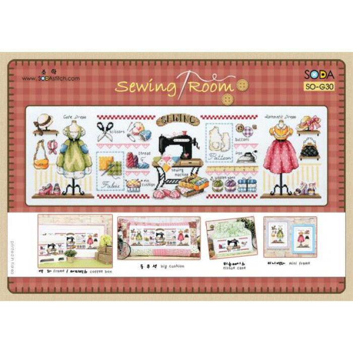 SO-G30 SODA Stitch Схема для вишивки рахунковим хрестиком - Швейне приміщення Sewing Room, папір