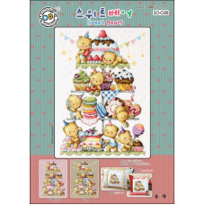 SO-G58L SODA Stitch Набір для вишивки рахунковим хрестиком - Солодкі ведмедики Sweet Bears 23x33 см, Linen 32