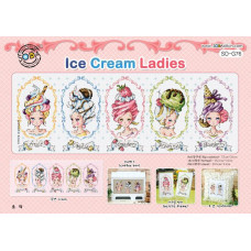 SO-G76 SODA Stitch Схема для вишивки рахунковим хрестиком - Леді з морозивом Ice Cream Ladies, папір