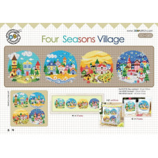 SO-G85L SODA Stitch Набір для вишивки рахунковим хрестиком - Село чотири сезони Four Seasons Village 45,5x14 см, Linen 32