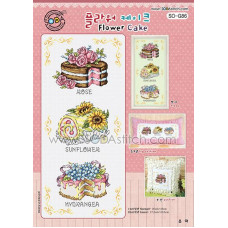 SO-G86 SODA Stitch Схема для вишивки рахунковим хрестиком - Квітковий торт Flower Cake, папір