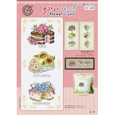 SO-G86L SODA Stitch Набір для вишивки рахунковим хрестиком - Квітковий торт Flower Cake 17,5x40,5 см, Linen 32