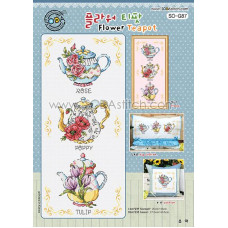 SO-G87 SODA Stitch Схема для вишивки рахунковим хрестиком - Квітковий чайник Flower Teapot, папір