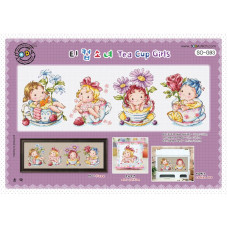 SO-G93 SODA Stitch Схема для вишивки рахунковим хрестиком - Чашка для дівчат Tea Cup Girls, папір