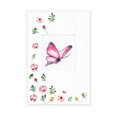 (S)P-103 Рожева метелик. Luca-S. Набір для виготовлення листівки повна збірка з вишивкою