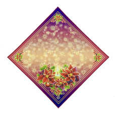 СПВ_206 Virena Заготовка для вишивки бісером - Серветка різдвяна зі свічкою та різдвяними квітами 40x40 см (схема на габардині)