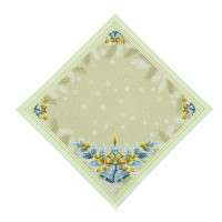 СПВ_207 Virena Заготовка для вишивки бісером - Серветка різдвяна зі свічкою та дзвониками 40x40 см (схема на габардині)