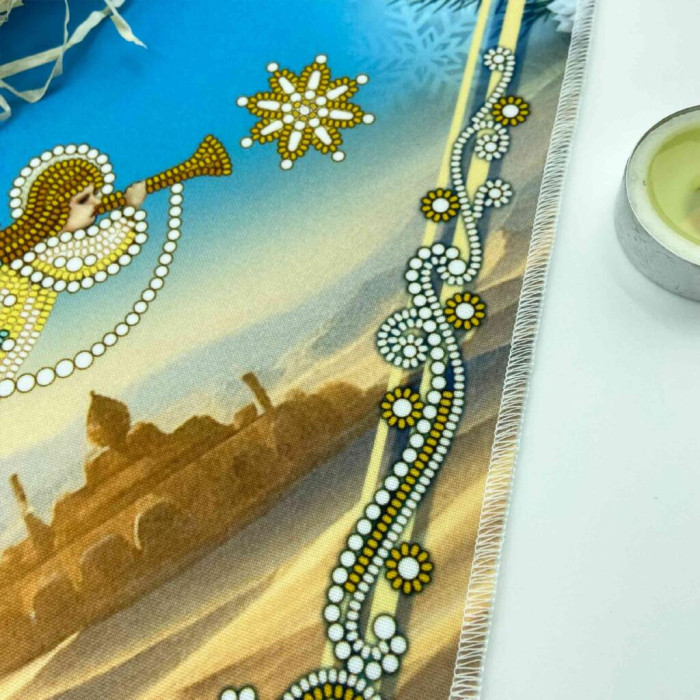 СПВ_208 Virena Заготовка для вишивки бісером та бусинами - Серветка різдвяна янгол з зіркою 40x40 см (схема на габардині)