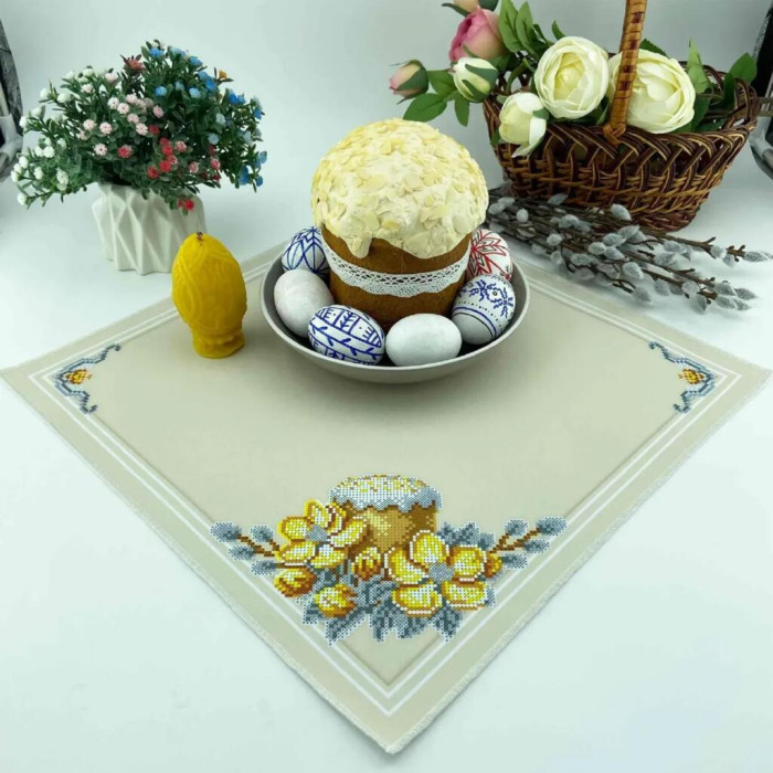 СПВ_210 Virena Заготовка для вишивки бісером - Серветка Великодня 40x40 см (габардин)