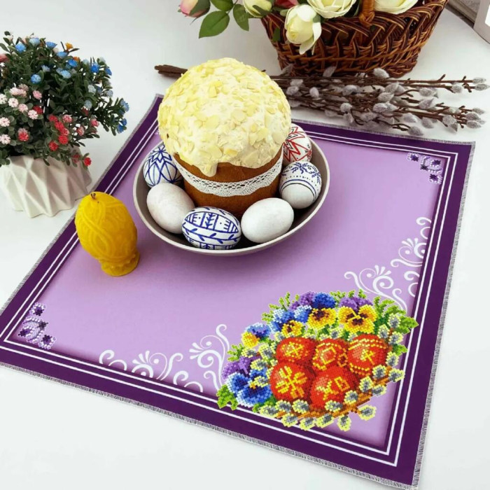СПВ_211 Virena Заготовка для вишивки бісером - Серветка Великодня 40x40 см (габардин)