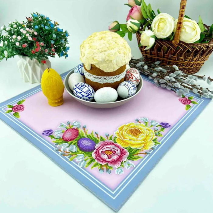 СПВ_212 Virena Заготовка для вишивки бісером - Серветка Великодня 40x40 см (габардин)