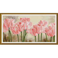 СР1524 Нова Слобода Набір для вишивки рахунковим хрестиком - Рожева сюїта 30x59 см, Aida 16 (канва з фоном)