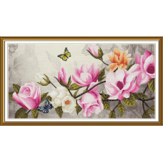 СР1525 Нова Слобода Набір для вишивки рахунковим хрестиком - Романтична ніжність 26x52 см, Aida16 (канва з фоном)