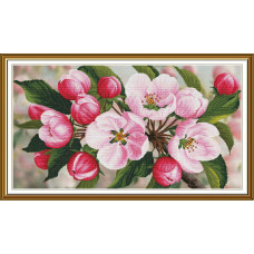СР1526 Нова Слобода Набір для вишивки рахунковим хрестиком - Яблуневий аромат 28x52 см, Aida16 (канва з фоном)