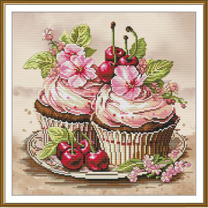 СР2342 Нова Слобода Набір для вишивки рахунковим хрестиком - Спокуслива насолода, 25x25 см, Aida 16 (канва з фоном)