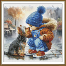 СР2364 Нова Слобода Набір для вишивки рахунковим хрестиком - Дощовий поцілунок 37x37 см, Aida 16 (канва з фоном)