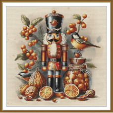 СР2378 Нова Слобода Набір для вишивки рахунковим хрестиком - Лускунчик 31x31 см, Aida 16 (канва з фоном)