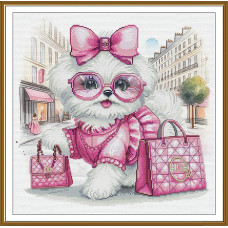 СР2379 Нова Слобода Набір для вишивки рахунковим хрестиком - Міс Діор 31x31 см, Aida16 (канва з фоном)