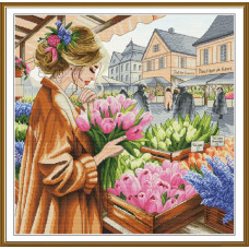 СР2382 Нова Слобода Набір для вишивки рахунковим хрестиком - Квіткарка 36x36 см, Aida 16