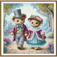 СР2383 Нова Слобода Набір для вишивки рахунковим хрестиком - Літній променад 36x36 см, Aida 16 (канва з фоном)