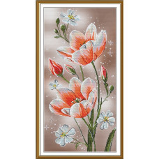 СР3347 Нова Слобода Набір для вишивки рахунковим хрестиком - Квіткові чари 21x42 см, Aida 16 (канва з фоном)