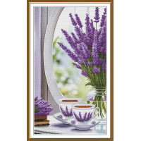 СР3460 Нова Слобода Набір для вишивки рахунковим хрестиком - Лавандовий ранок 29x52 см, Aida 16 (канва з фоном)